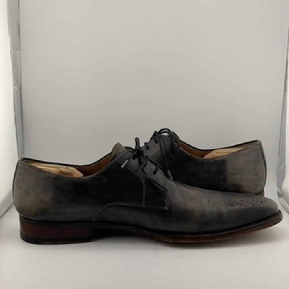 Magnanni Oxfords Dress Shoes Men's 9.5 D Gray Leather Wingtip Lace Up Brogue - Picture 6 of 16